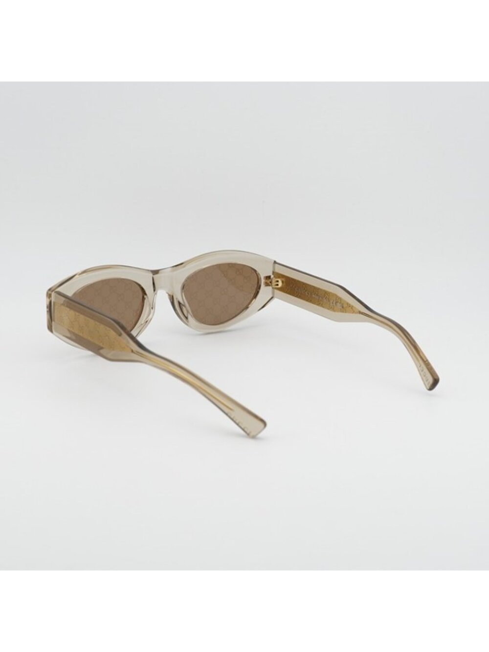 Gucci GG2065S 003 Sunglasses Yellow Cat Eye Frame, Brown with Logo Lenses - Picture 3 of 9